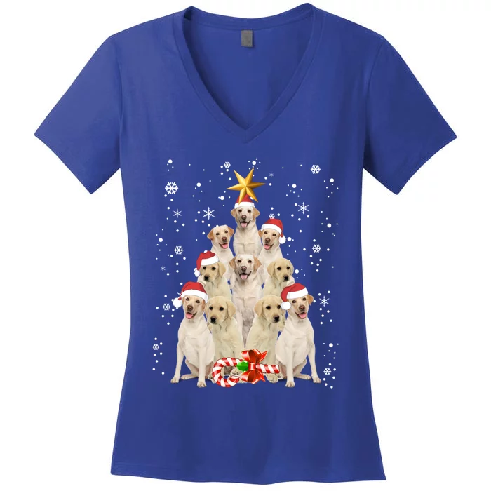 Labrador Retriever Dogs Tree Christmas Sweater Xmas Pet Dogs Gift Women's V-Neck T-Shirt