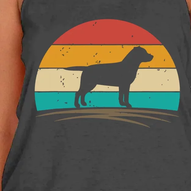 Labrador Retriever Dog Retro Vintage Silhouette Women's Knotted Racerback Tank