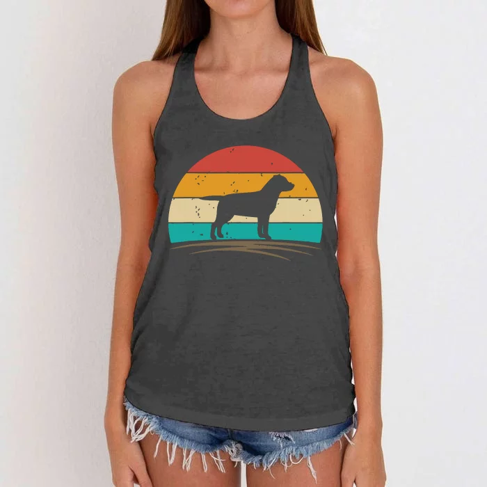 Labrador Retriever Dog Retro Vintage Silhouette Women's Knotted Racerback Tank