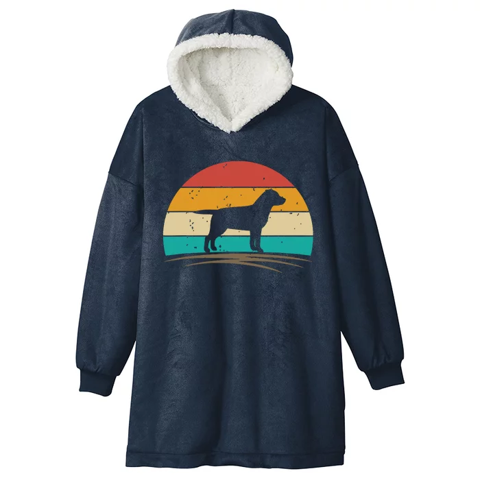 Labrador Retriever Dog Retro Vintage Silhouette Hooded Wearable Blanket