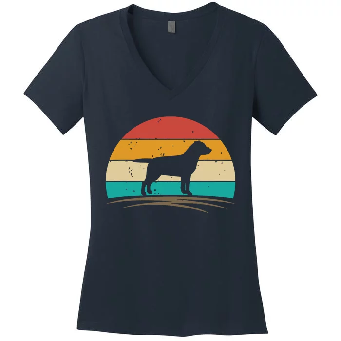 Labrador Retriever Dog Retro Vintage Silhouette Women's V-Neck T-Shirt