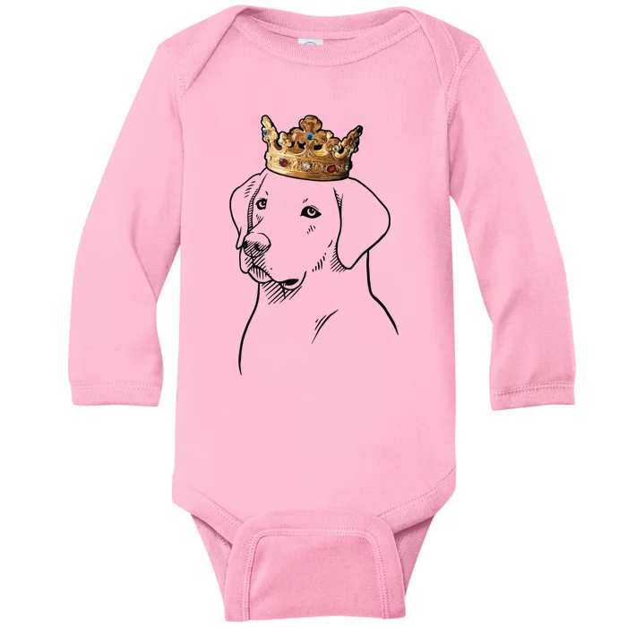 Labrador Retriever Dog Wearing Crown Baby Long Sleeve Bodysuit