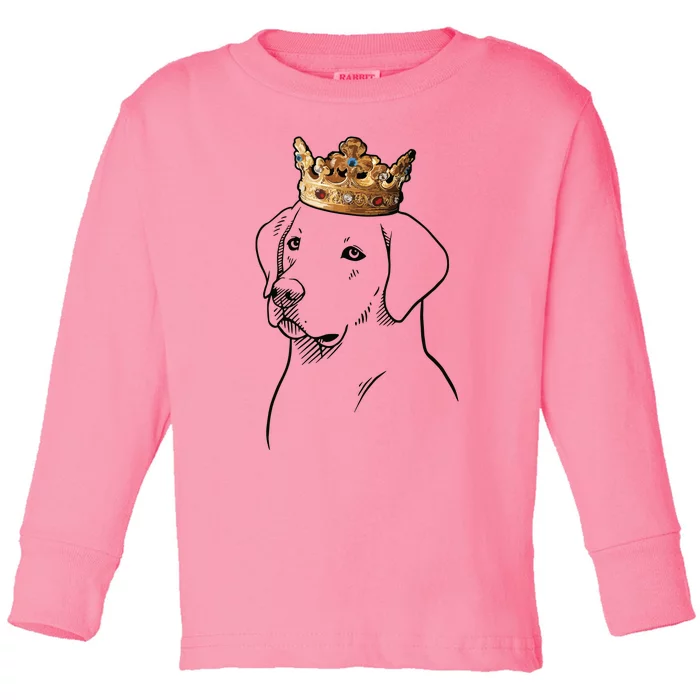 Labrador Retriever Dog Wearing Crown Toddler Long Sleeve Shirt