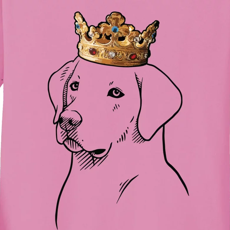 Labrador Retriever Dog Wearing Crown Kids Long Sleeve Shirt