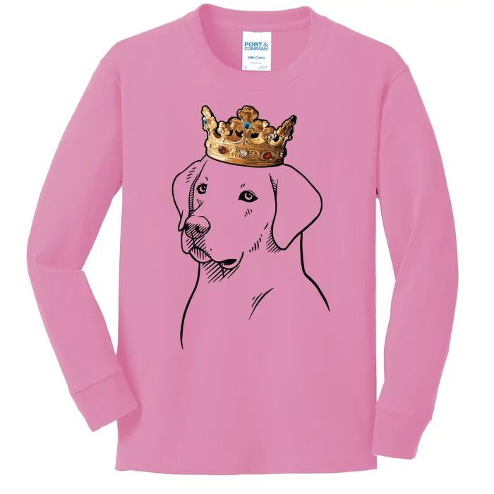 Labrador Retriever Dog Wearing Crown Kids Long Sleeve Shirt