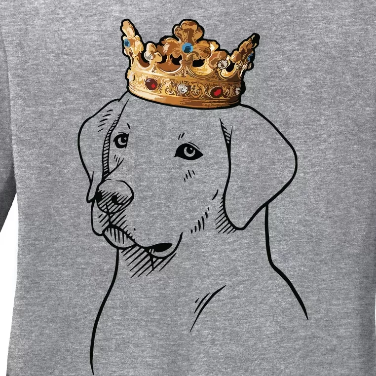 Labrador Retriever Dog Wearing Crown Ladies Long Sleeve Shirt