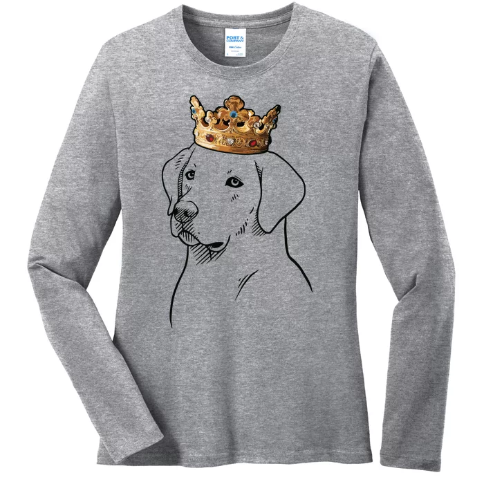 Labrador Retriever Dog Wearing Crown Ladies Long Sleeve Shirt