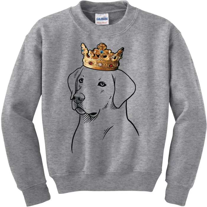 Labrador Retriever Dog Wearing Crown Kids Sweatshirt