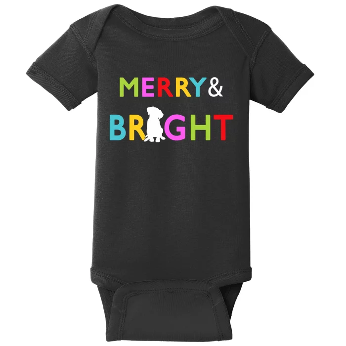 Labrador Retriever Dog Puppy Merry And Bright Christmas Baby Bodysuit