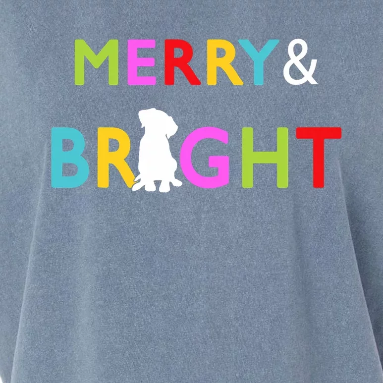 Labrador Retriever Dog Puppy Merry And Bright Christmas Garment-Dyed Women's Muscle Tee