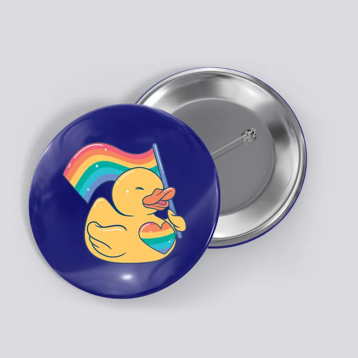 Lgbtq Rubber Duck Colorful Rainbow Proud Gay Month Funny Gift Button