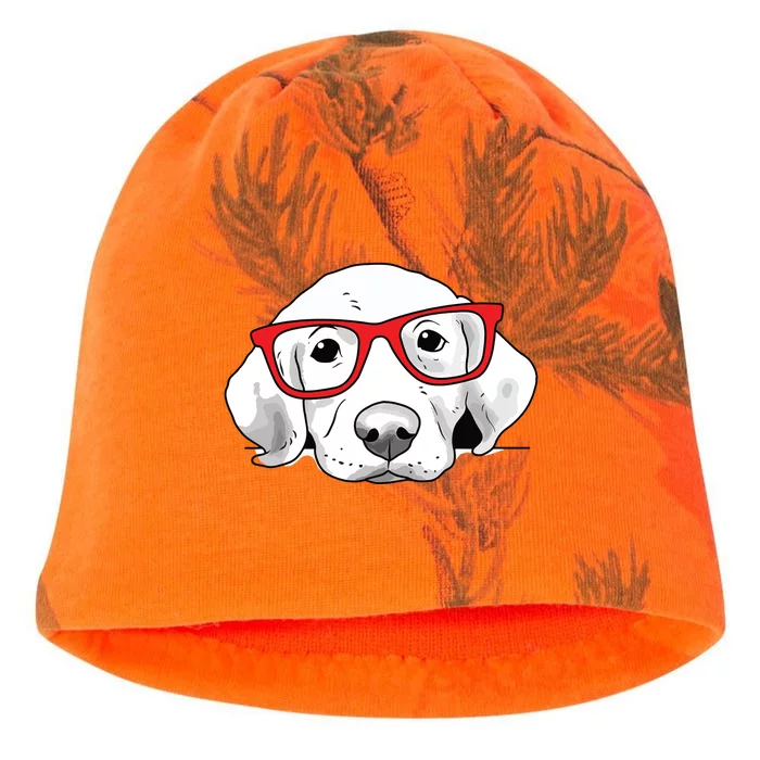 Labrador Retriever Dog With Red Glasses Puppy Dog Kati - Camo Knit Beanie