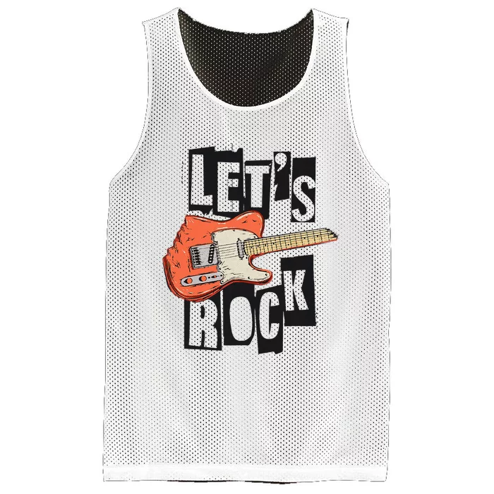 LetS Rock Electric Guitar Music Lover Band Guitarist Retro Mesh Reversible Basketball Jersey Tank