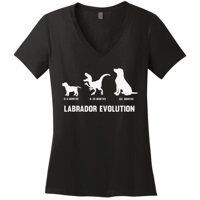 Labrador Retriever Evolution Design for a Labrador Owner Women's V-Neck T-Shirt