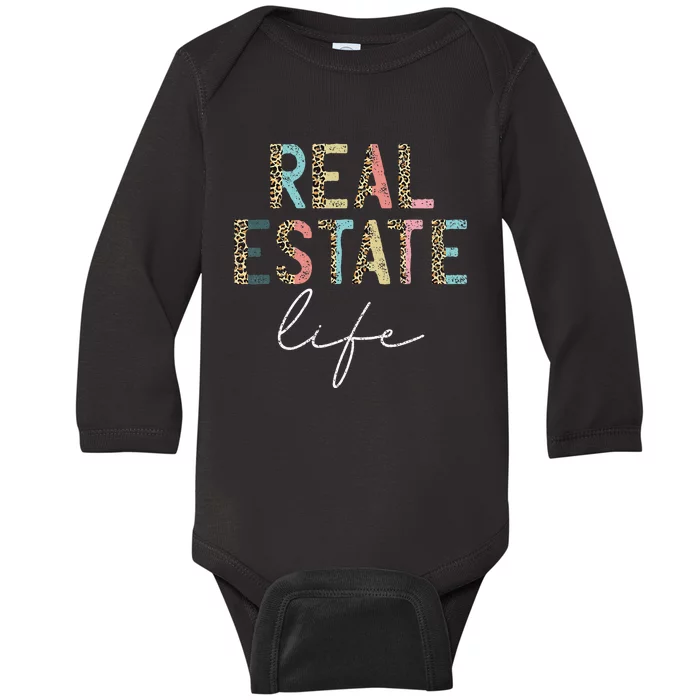 Leopard Real Estate Life Agent Realtor Investor Home Broker Baby Long Sleeve Bodysuit