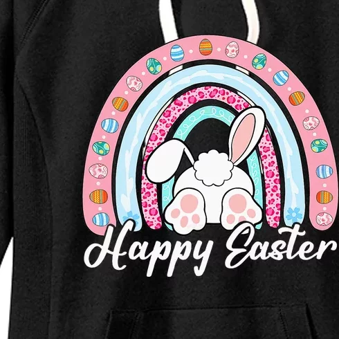 Leopard Rainbow Easter Bunny Rabbit Happy Easter Teacher Women's Fleece Hoodie