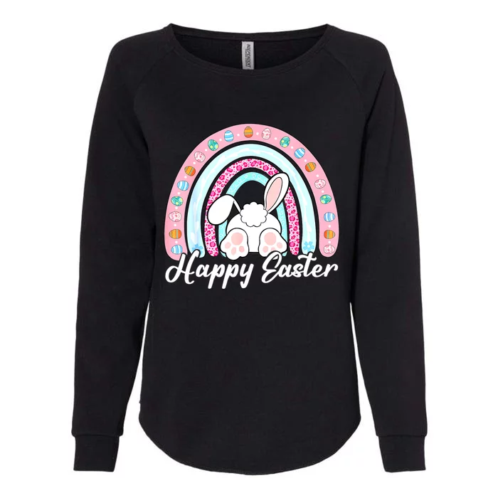 Leopard Rainbow Easter Bunny Rabbit Happy Easter Teacher Womens California Wash Sweatshirt