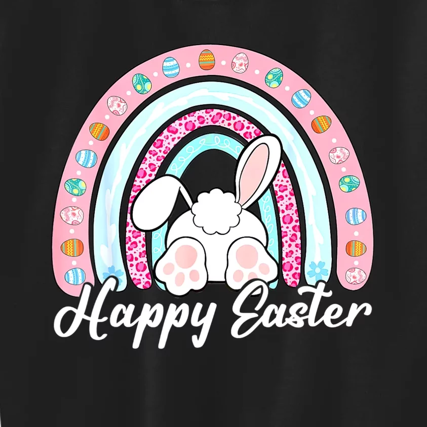 Leopard Rainbow Easter Bunny Rabbit Happy Easter Teacher Kids Sweatshirt