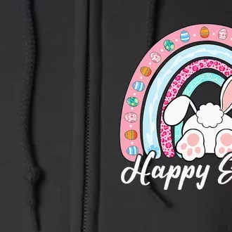 Leopard Rainbow Easter Bunny Rabbit Happy Easter Teacher Full Zip Hoodie