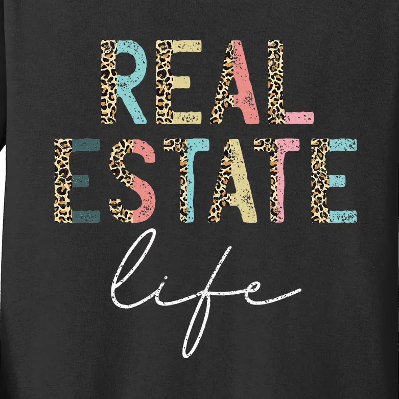 Leopard Real Estate Life Agent Realtor Investor Home Broker Kids Long Sleeve Shirt