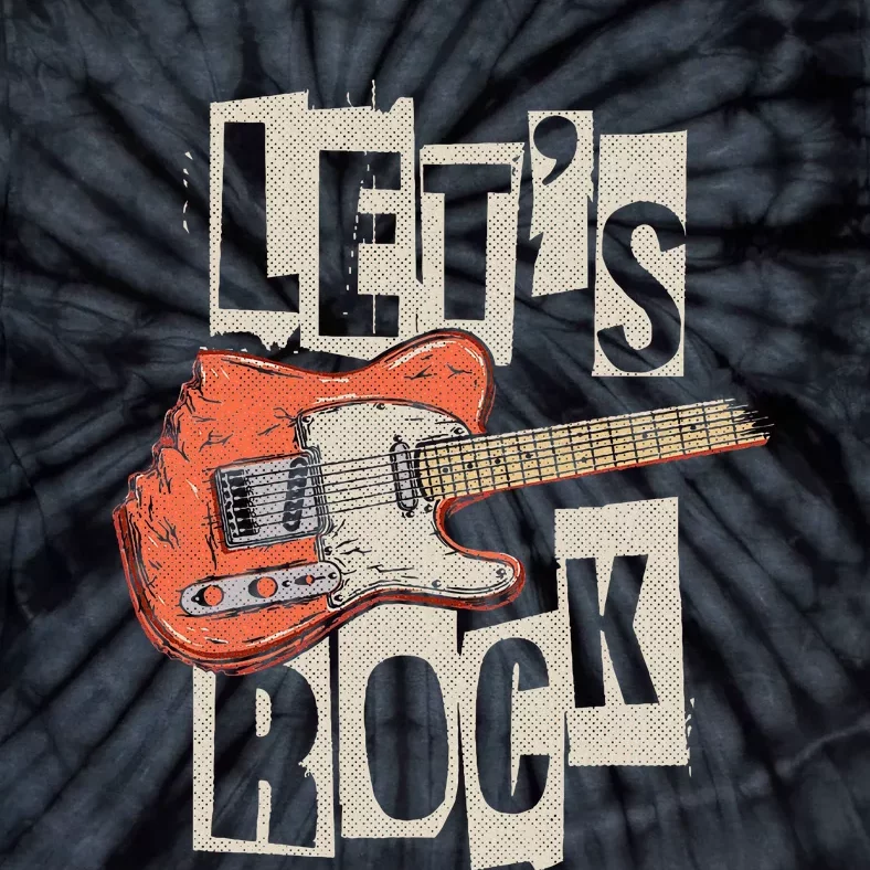 LetS Rock Electric Guitar Music Lover Band Guitarist Retro Tie-Dye T-Shirt