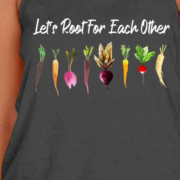 Let's Root For Each Other And Watch Each Other Grow Garden Women's Knotted Racerback Tank