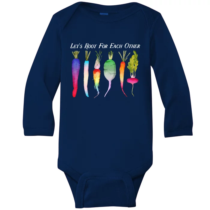 Lets Root For Each Other Rainbow Plants LGBT Pride Gardener Baby Long Sleeve Bodysuit