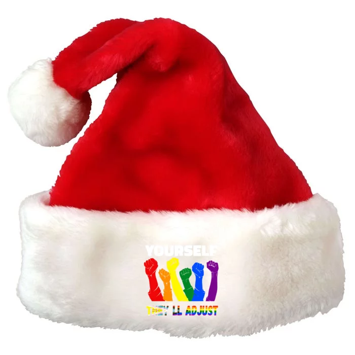 LGBTQI+ Rainbow Flag Be Yourself Theyll Adjust Premium Christmas Santa Hat