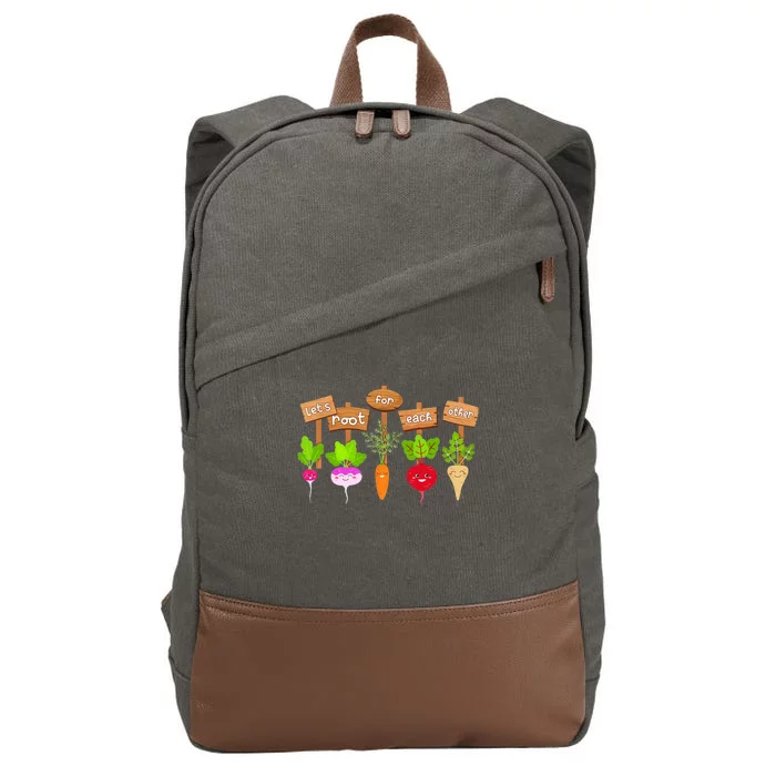 Let's Root For Each Other Funny Vegetable Vegan Cotton Canvas Backpack