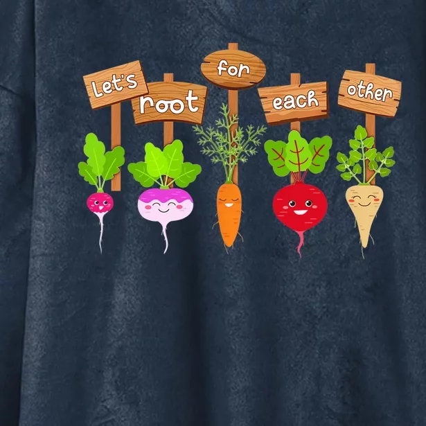 Let's Root For Each Other Funny Vegetable Vegan Hooded Wearable Blanket