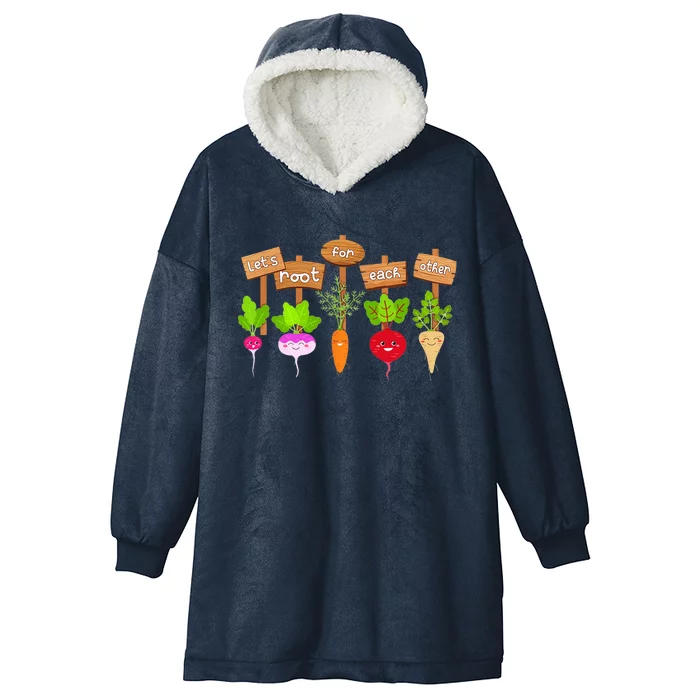 Let's Root For Each Other Funny Vegetable Vegan Hooded Wearable Blanket