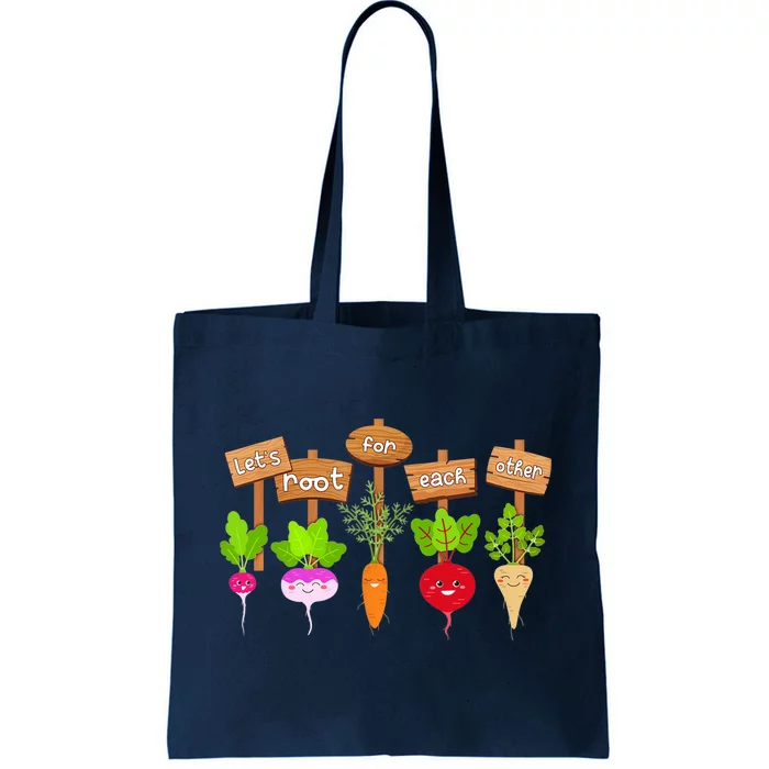 Let's Root For Each Other Funny Vegetable Vegan Tote Bag