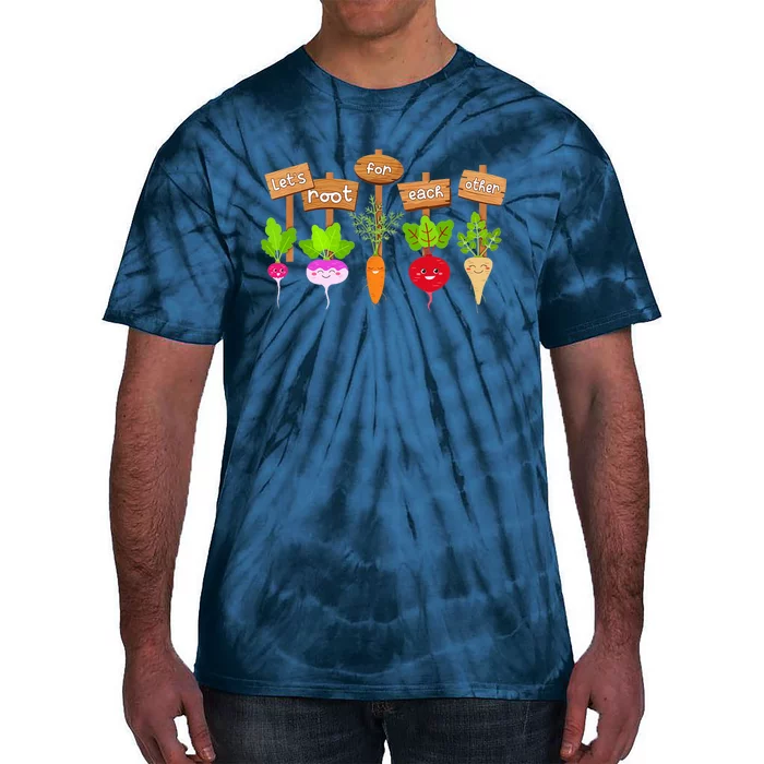 Let's Root For Each Other Funny Vegetable Vegan Tie-Dye T-Shirt