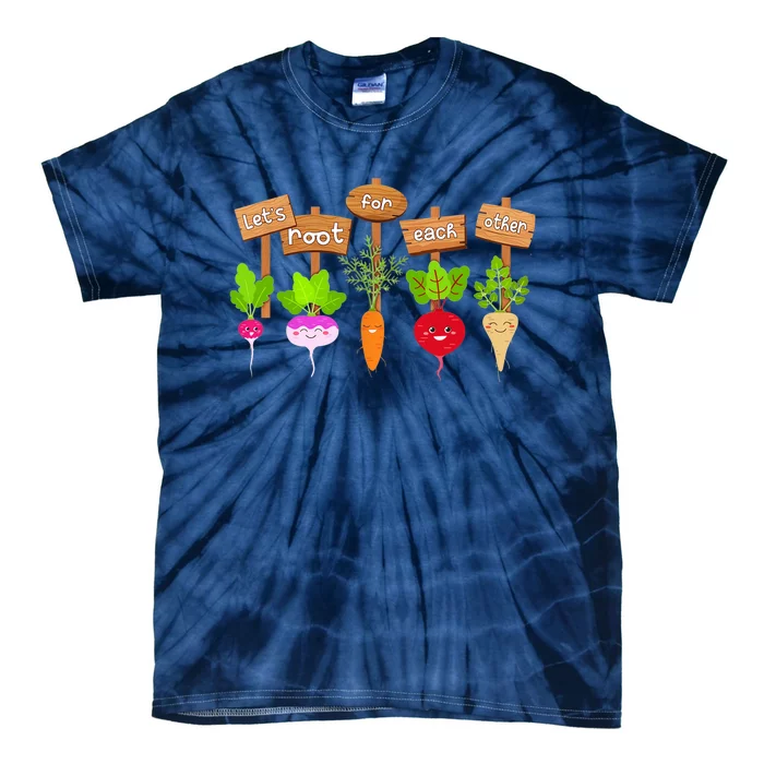 Let's Root For Each Other Funny Vegetable Vegan Tie-Dye T-Shirt