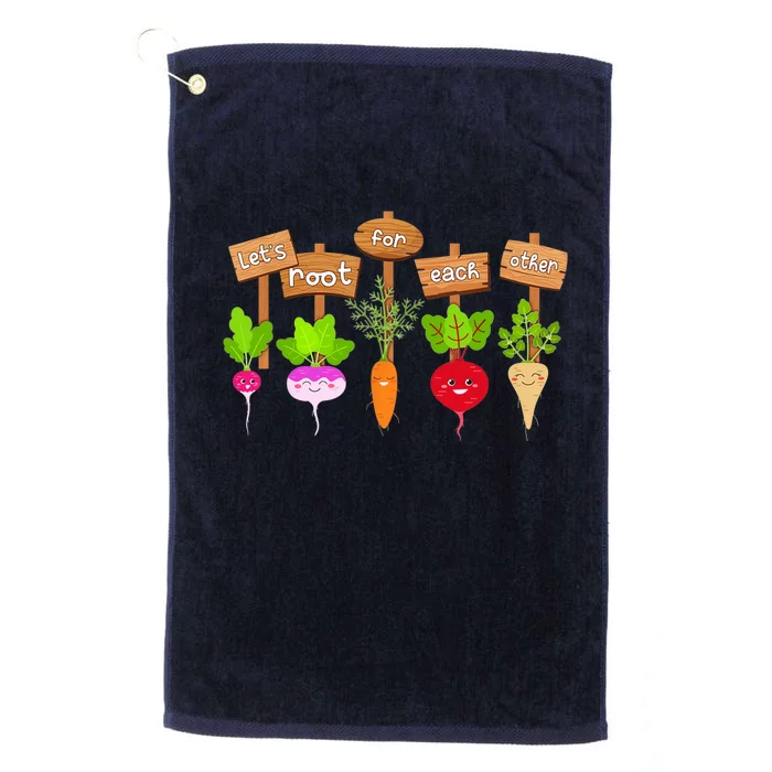 Let's Root For Each Other Funny Vegetable Vegan Platinum Collection Golf Towel