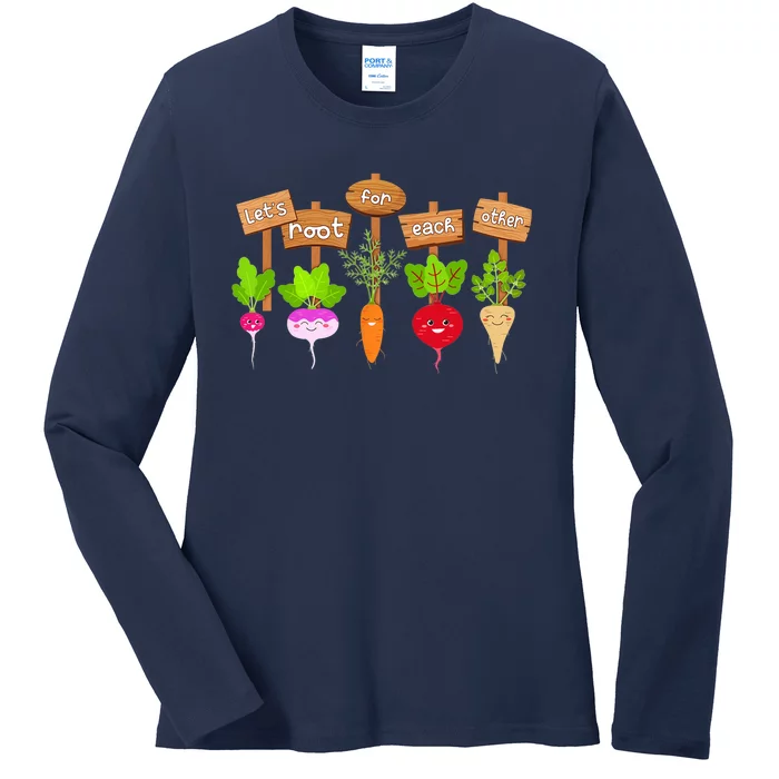 Let's Root For Each Other Funny Vegetable Vegan Ladies Long Sleeve Shirt