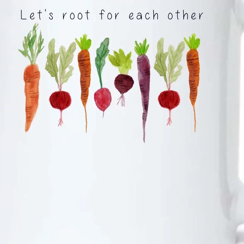 Lets Root For Each Other Vegetable Quote Black Color Changing Mug