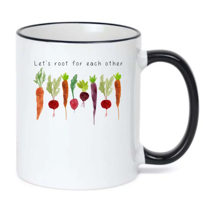 Lets Root For Each Other Vegetable Quote Black Color Changing Mug