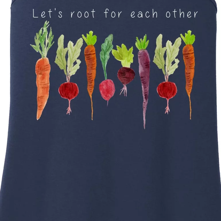 Lets Root For Each Other Vegetable Quote Ladies Essential Tank