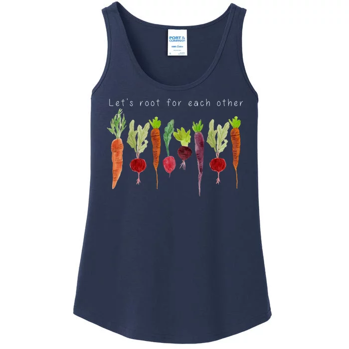 Lets Root For Each Other Vegetable Quote Ladies Essential Tank