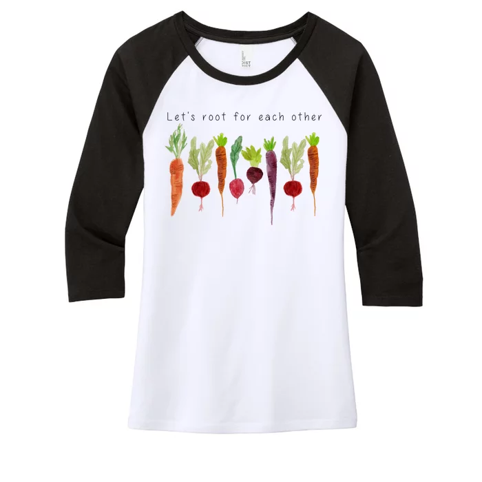 Lets Root For Each Other Vegetable Quote Women's Tri-Blend 3/4-Sleeve Raglan Shirt