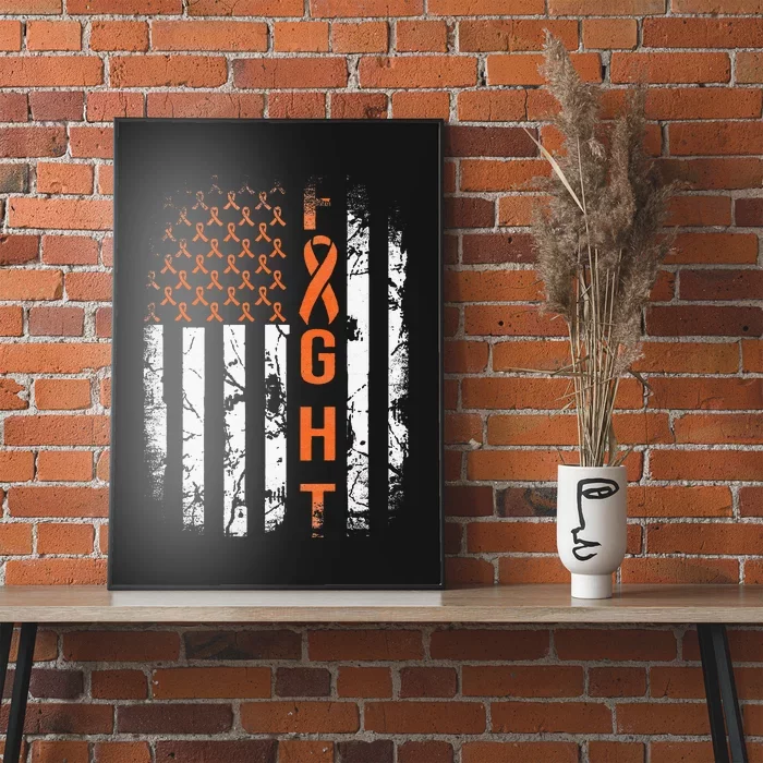 Leukemia Ribbon Fight American Flag Leukemia Awareness Poster