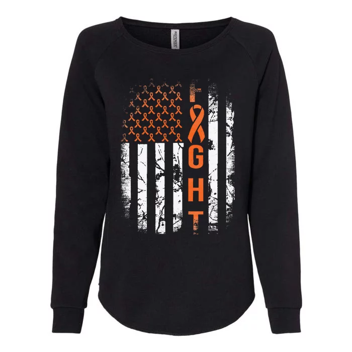 Leukemia Ribbon Fight American Flag Leukemia Awareness Womens California Wash Sweatshirt