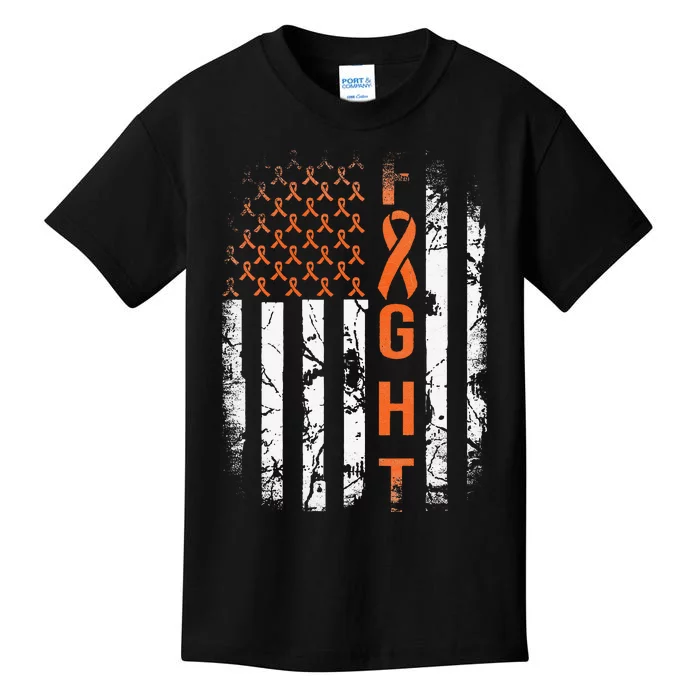 Leukemia Ribbon Fight American Flag Leukemia Awareness Kids T-Shirt