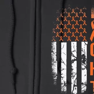 Leukemia Ribbon Fight American Flag Leukemia Awareness Full Zip Hoodie