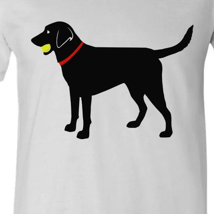 Labrador Retriever Fetch Black Lab Play Ball V-Neck T-Shirt