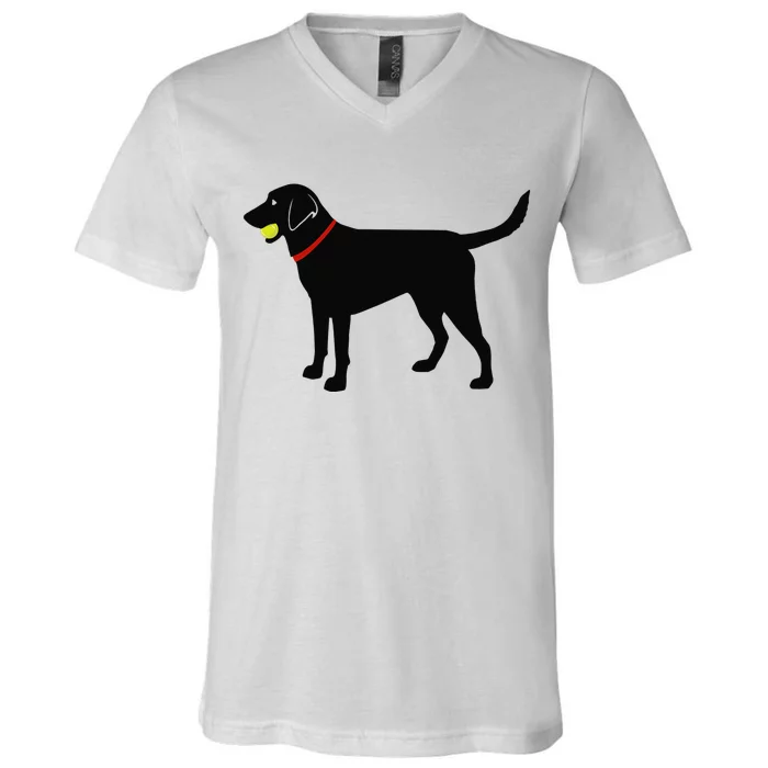 Labrador Retriever Fetch Black Lab Play Ball V-Neck T-Shirt