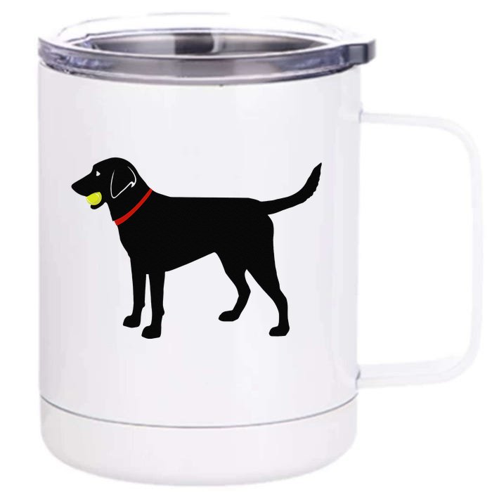 Labrador Retriever Fetch Black Lab Play Ball Front & Back 12oz Stainless Steel Tumbler Cup