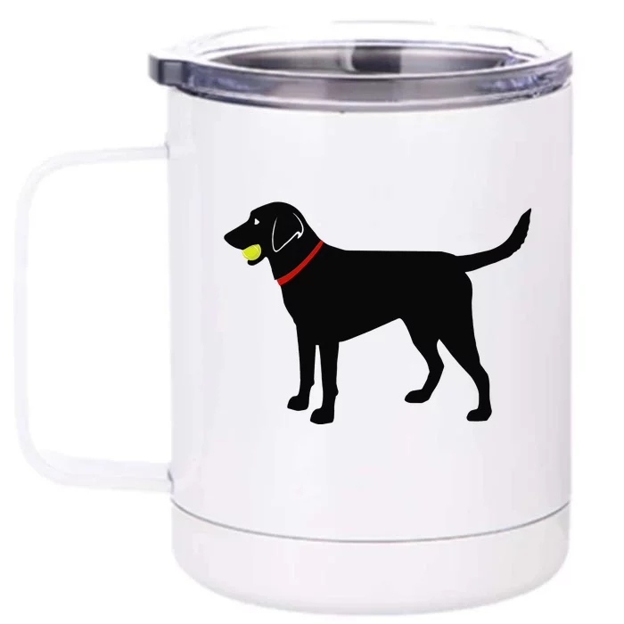 Labrador Retriever Fetch Black Lab Play Ball Front & Back 12oz Stainless Steel Tumbler Cup