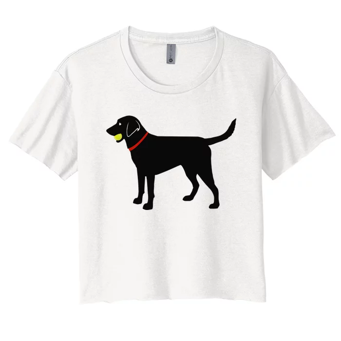 Labrador Retriever Fetch Black Lab Play Ball Women's Crop Top Tee